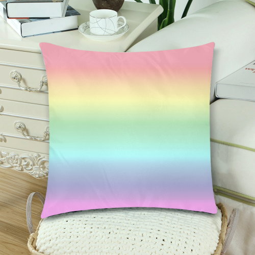 Pastel Rainbow Custom Zippered Pillow Cases 18"x 18" (Twin Sides) (Set of 2)