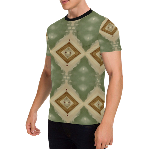 Geometric Camo Colors Men's All Over Print T-Shirt with Chest Pocket (Model T56)