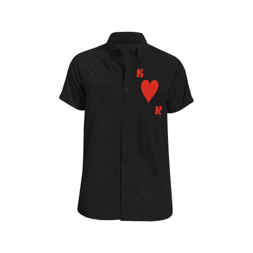 Playing Card King of Hearts Black Men's All Over Print Short Sleeve Shirt (Model T53)