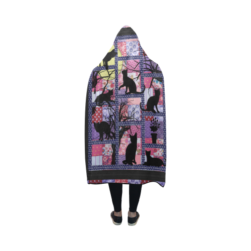 Cats in the Night Hooded Blanket 50''x40''