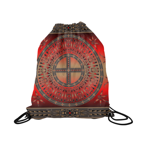 Ancestors Red and Black Large Drawstring Bag Model 1604 (Twin Sides)  16.5"(W) * 19.3"(H)