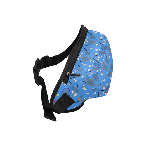 Badminton Rackets and Shuttlecocks Pattern Sports Blue Fanny Pack/Large (Model 1676)