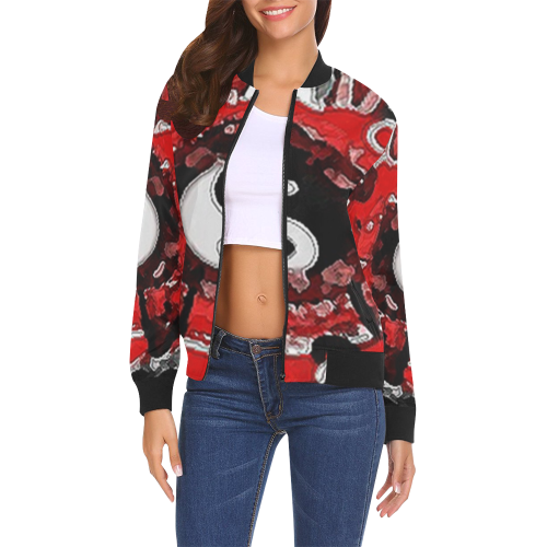 yin and yang grunge design womens jacket All Over Print Bomber Jacket for Women (Model H19)