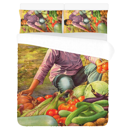 The vegetables are green, the cucumbers plumb, the 3-Piece Bedding Set