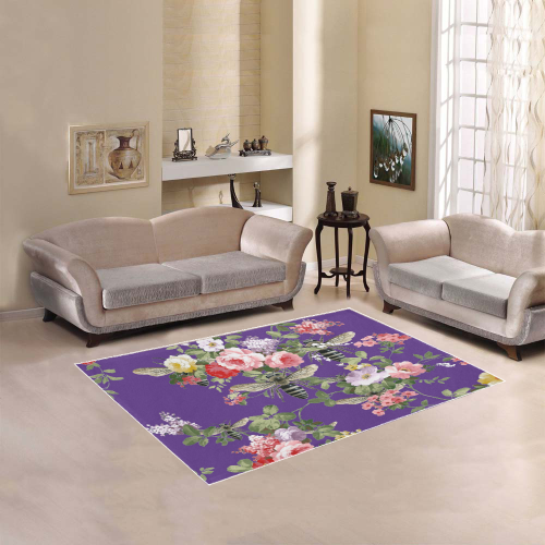 Purple Bee and Flora Area Rug 5'3''x4'
