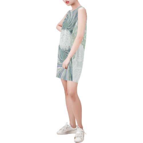 charm 8 Sleeveless Round Neck Shift Dress (Model D51)