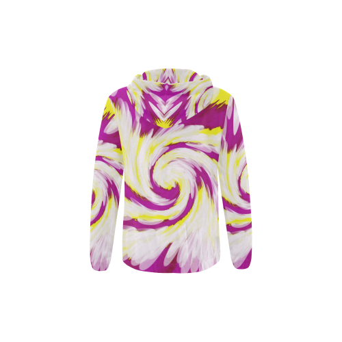 Pink Yellow Tie Dye Swirl Abstract All Over Print Full Zip Hoodie for Kid (Model H14)