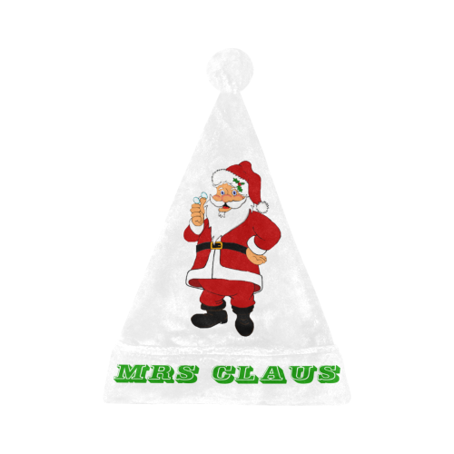MRS CLAUS White/Green Santa Hat