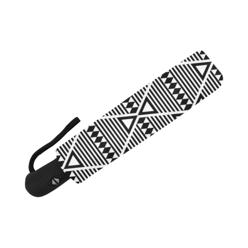 Black Aztec Tribal Anti-UV Auto-Foldable Umbrella (Underside Printing) (U06)