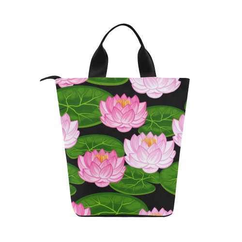 Pink Lotus Flower Nylon Lunch Tote Bag (Model 1670)