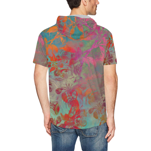 flowers #flowers #pattern All Over Print Short Sleeve Hoodie for Men (Model H32)