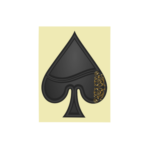 Spade  Symbol Las Vegas Playing Card Shape on Yellow Photo Panel for Tabletop Display 6"x8"