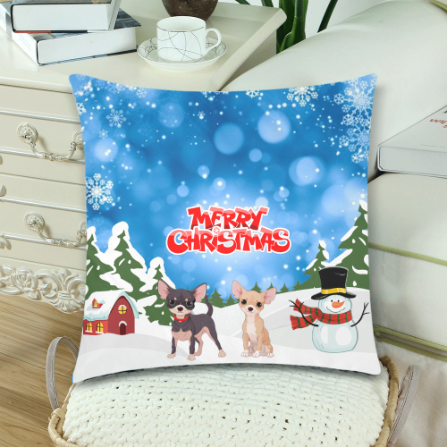 Merry Christmas Chihuahuas Custom Zippered Pillow Cases 18"x 18" (Twin Sides) (Set of 2)