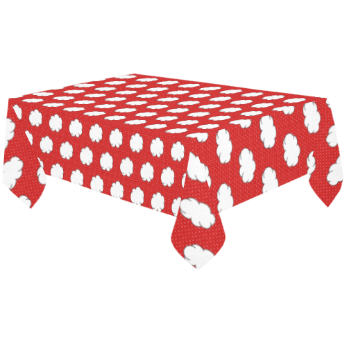 Clouds with Polka Dots on Red Cotton Linen Tablecloth 60"x120"