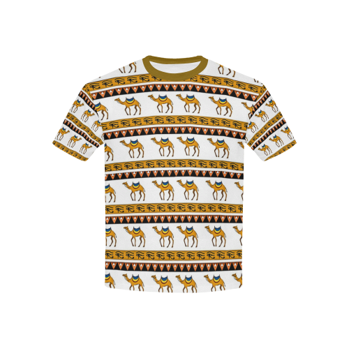 Camel Kids' All Over Print T-Shirt with Solid Color Neck (Model T40)