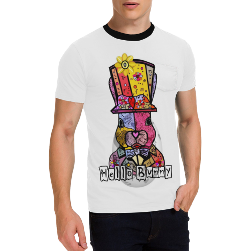Bunny Popart by Nico Bielow Men's All Over Print T-Shirt with Chest Pocket (Model T56)