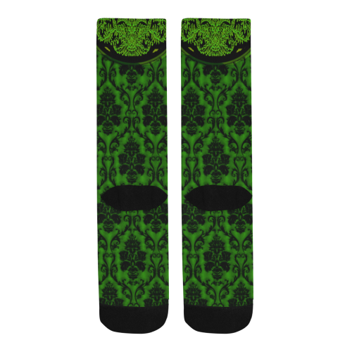 Gothic Victorian Black'n Green Pattern Men's Custom Socks
