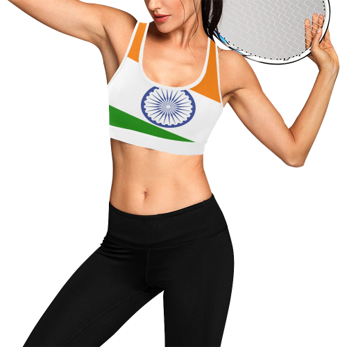 INDIA FLAG Women's All Over Print Sports Bra (Model T52)