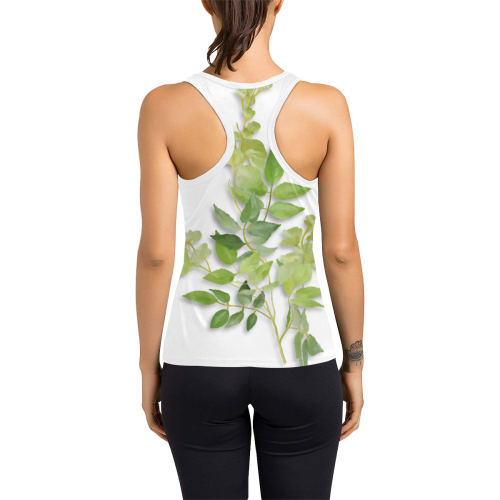 Yellow tiny flower with shadow- floral watercolor Women's Racerback Tank Top (Model T60)
