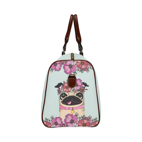 Pug Flower Waterproof Travel Bag/Small (Model 1639)