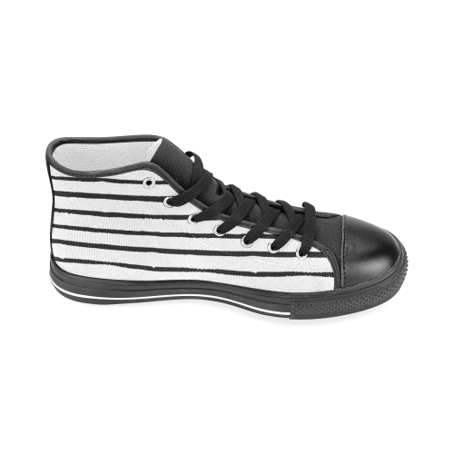 Stripes Grunge Pattern Black Men’s Classic High Top Canvas Shoes (Model 017)