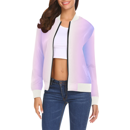 Rainbow gradient light colored Pastel lilac purple rosy All Over Print Bomber Jacket for Women (Model H19)