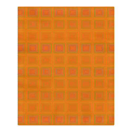 Orange reddish multicolored multiple squares 3-Piece Bedding Set
