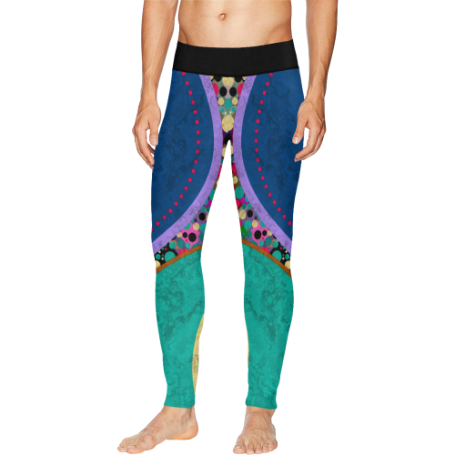 Abstract Pattern Mix - Dots And Colors 1 Men's All Over Print Leggings (Model L38)