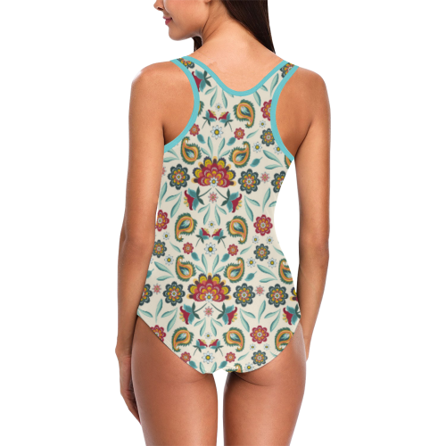 Loveley Batik Flowers Vest One Piece Swimsuit (Model S04)