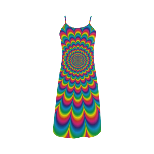Crazy Psychedelic Flower Power Hippie Mandala Alcestis Slip Dress (Model D05)