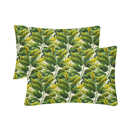Yellow Green Wide Tropical Leaf pattern 6 Custom Pillow Case 20"x 30" (One Side) (Set of 2)