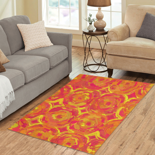Red, Orange and Yellow Oils Area Rug 5'x3'3''