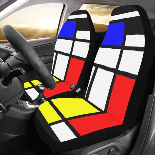 Mosaic DE STIJL Style black yellow red blue Car Seat Covers (Set of 2)