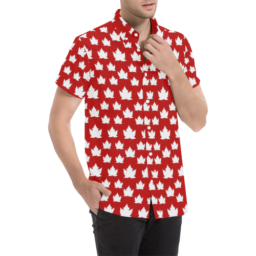 Cute Canada Plus Size Shirts Men's All Over Print Short Sleeve Shirt/Large Size (Model T53)
