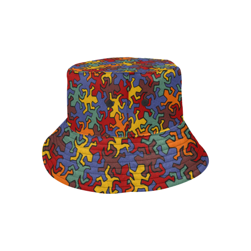 Gecko Reptiles Mosaic Bauhaus Pattern All Over Print Bucket Hat
