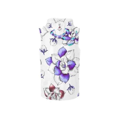 floral n All Over Print Sleeveless Zip Up Hoodie for Women (Model H16)