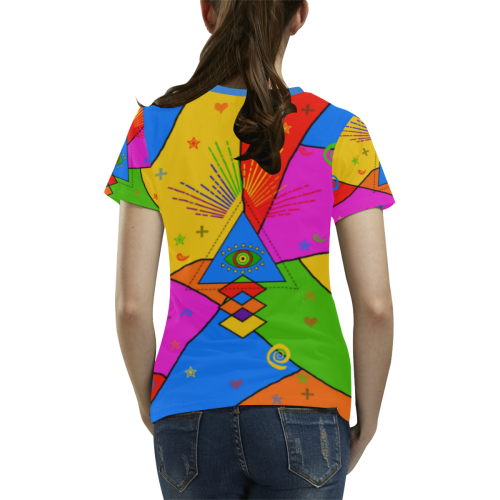 All Seeing Eye Popart All Over Print T-shirt for Women/Large Size (USA Size) (Model T40)