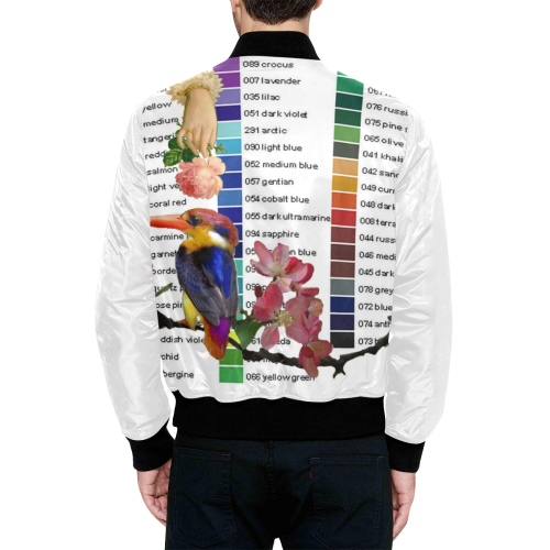 Colour Chart with Kingfisher All Over Print Quilted Bomber Jacket for Men (Model H33)