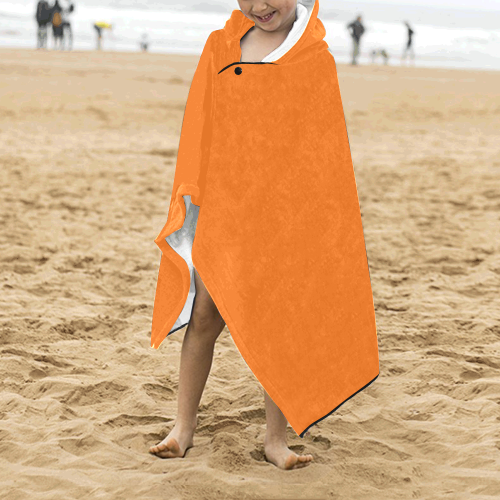 color pumpkin Kids' Hooded Bath Towels