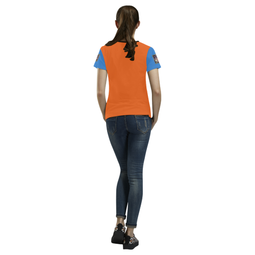 87  Orange elephant art All Over Print T-shirt for Women/Large Size (USA Size) (Model T40)