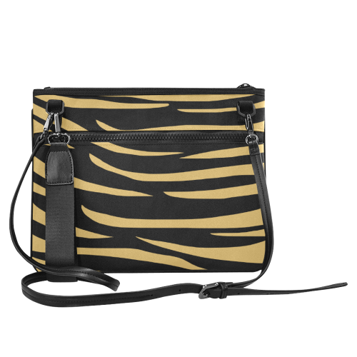 Tiger Stripes Black and Gold Slim Clutch Bag (Model 1668)