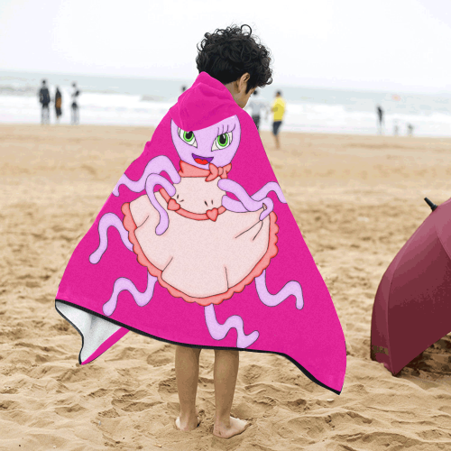 Octavia Octopus Pink Kids' Hooded Bath Towels