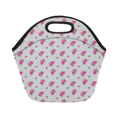 Roses and Pattern 1B by JamColors Neoprene Lunch Bag/Small (Model 1669)