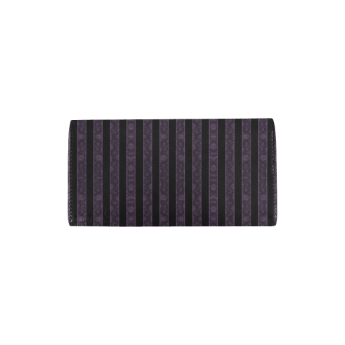 Purple Damask Striped Goth Bats Wallet Women's Trifold Wallet (Model 1675)