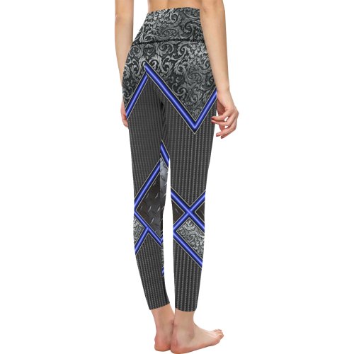 Blue Saber Carbon Fiber Leggings Women's All Over Print High-Waisted Leggings (Model L36)