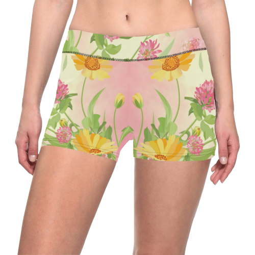 Wonderful flowers, soft colors Women's All Over Print Short Leggings (Model L28)