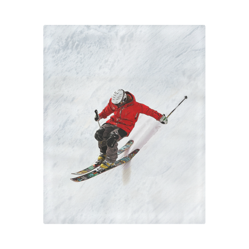 Daring Skier Flying Down a Steep Slope Duvet Cover 86"x70" ( All-over-print)