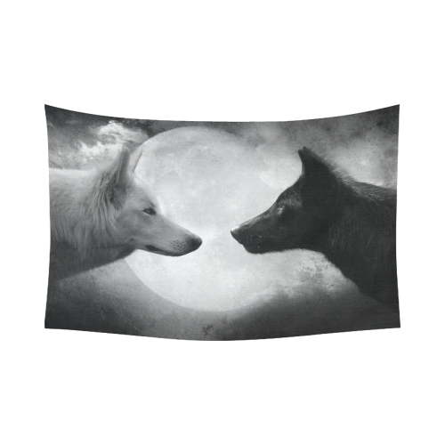 black-and-white-wolf-wall-tapestry Cotton Linen Wall Tapestry 90"x 60"