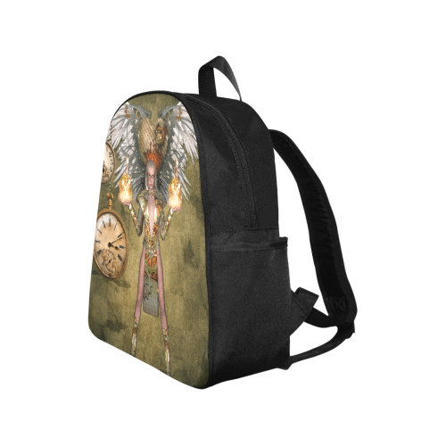 Steampunk lady with clocks and gears Multi-Pocket Fabric Backpack (Model 1684)