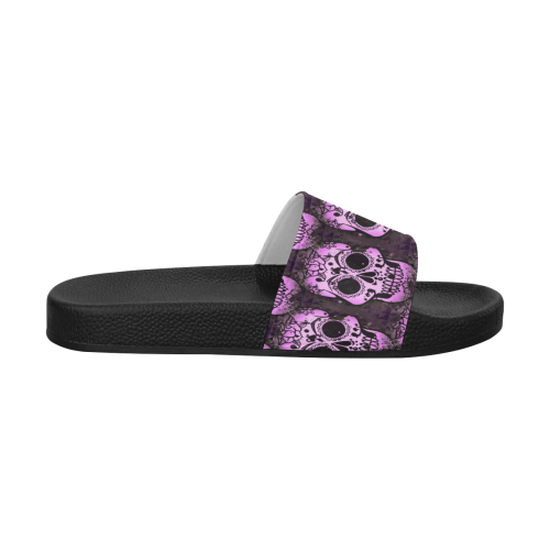 new skull allover pattern 05A by JamColors Women's Slide Sandals (Model 057)